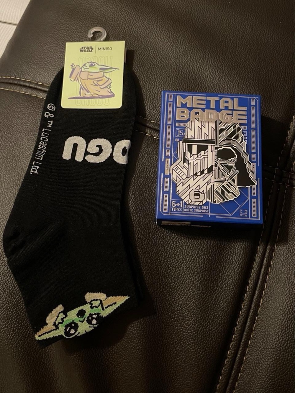 Star Wars Black Ankle Socks with Grogu Face and Star Wars blindbox